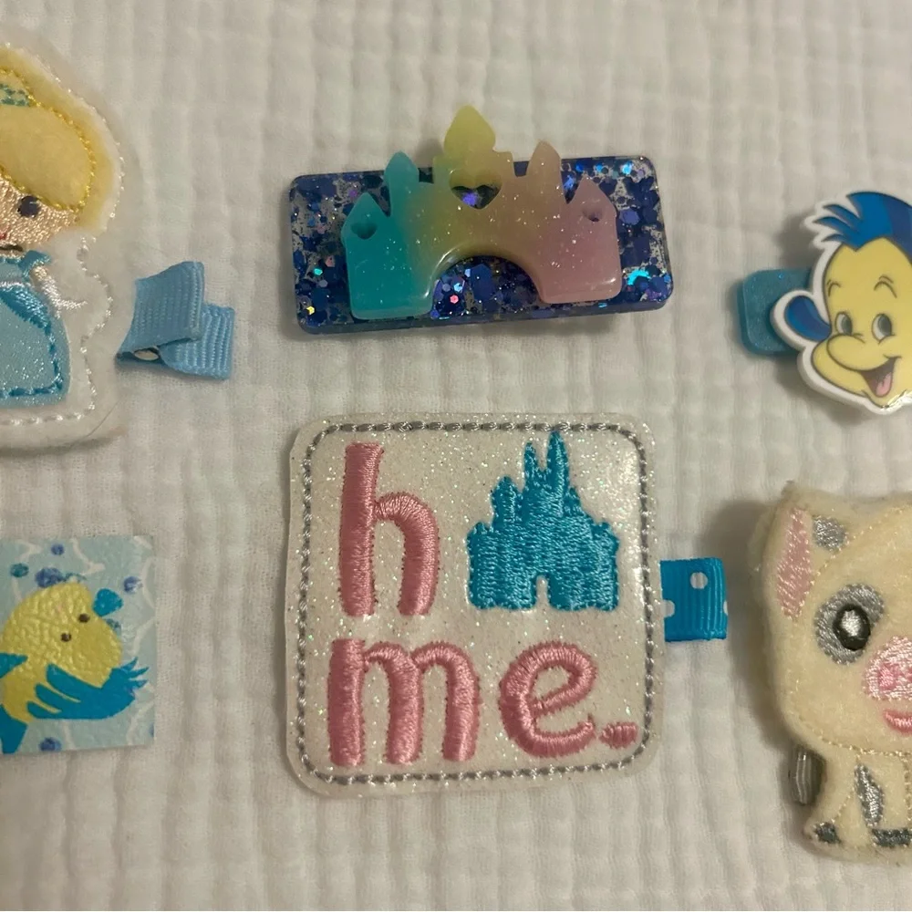 Disney Cinderella Flounder Pua Hair Bow Barrette Lot